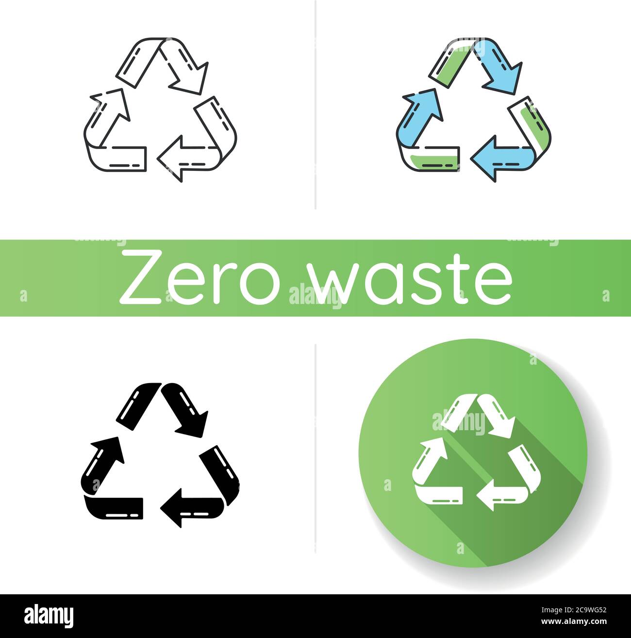 Recycling icon. Linear black and RGB color styles. Zero waste ...