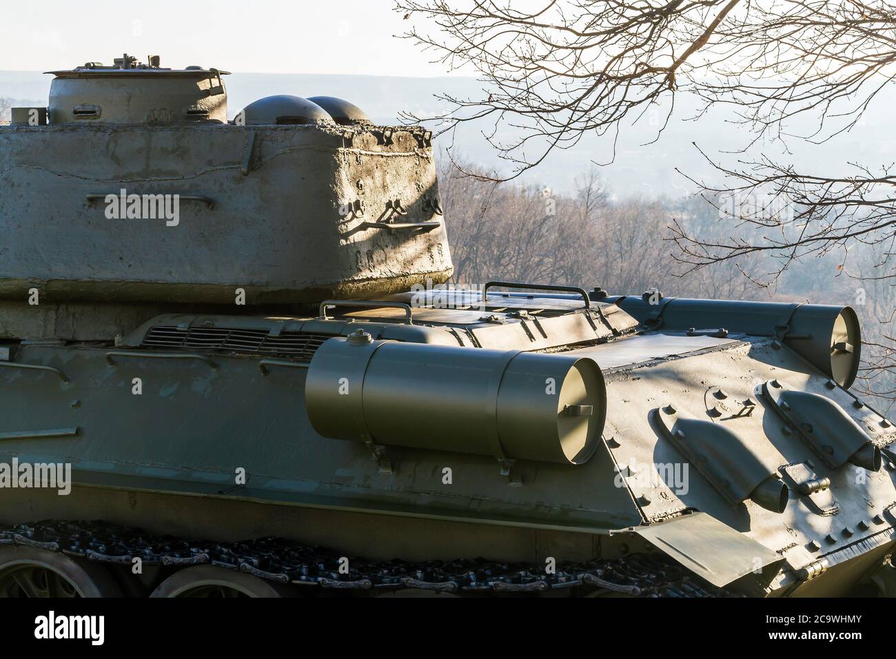 Vintage soviet tank T-34 on a pedestal back fragment Stock Photo - Alamy