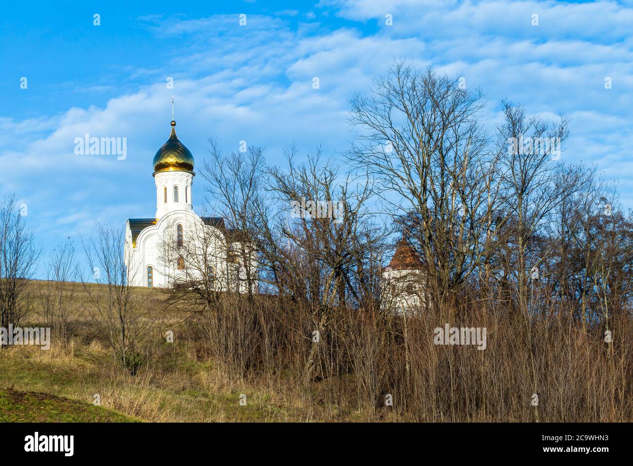 Nature landscape and orthodox church on sky background Stock Photo - Alamy
