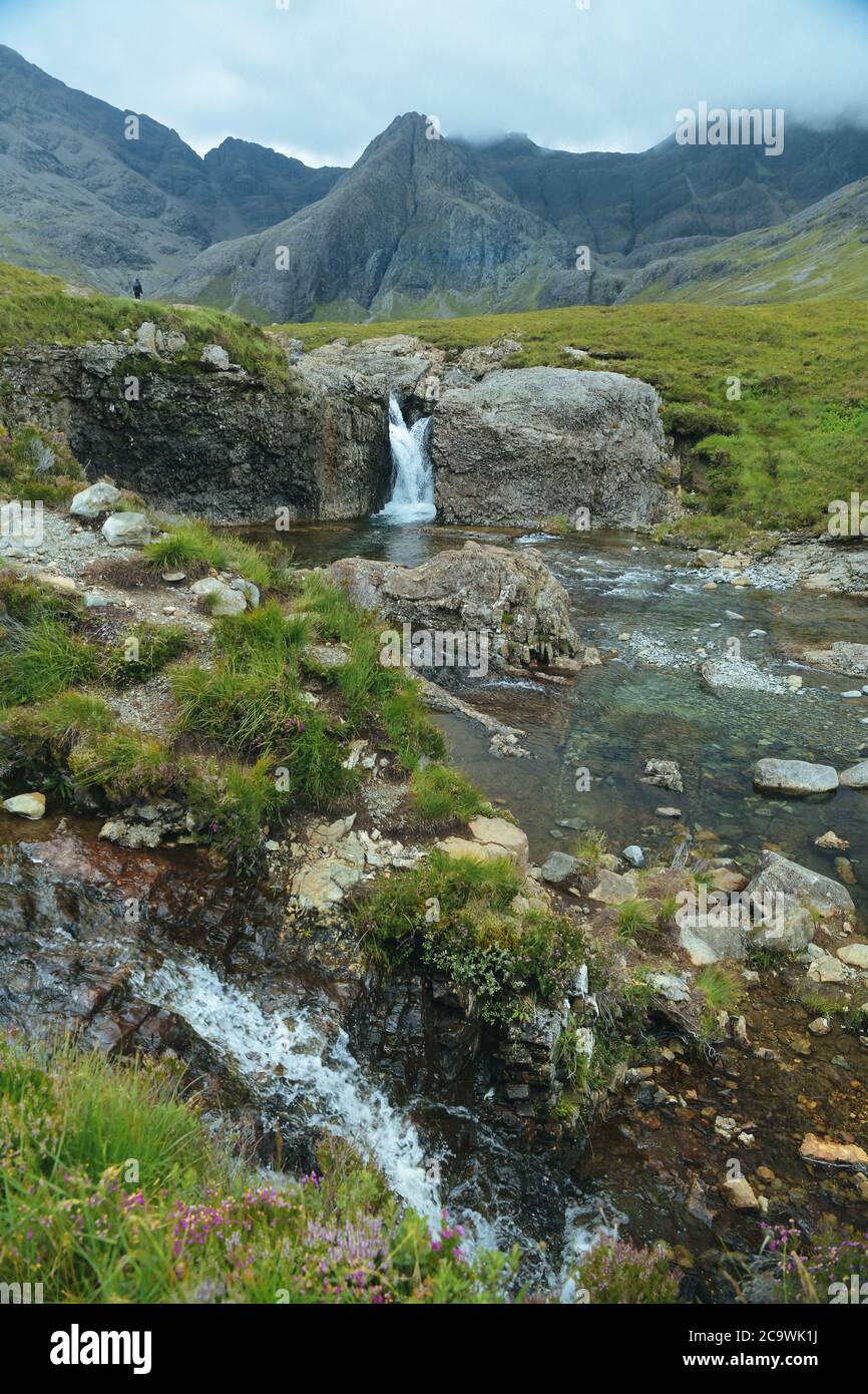 To the Fairy Pools on the Isle of Skye in Scotland Stock Photo