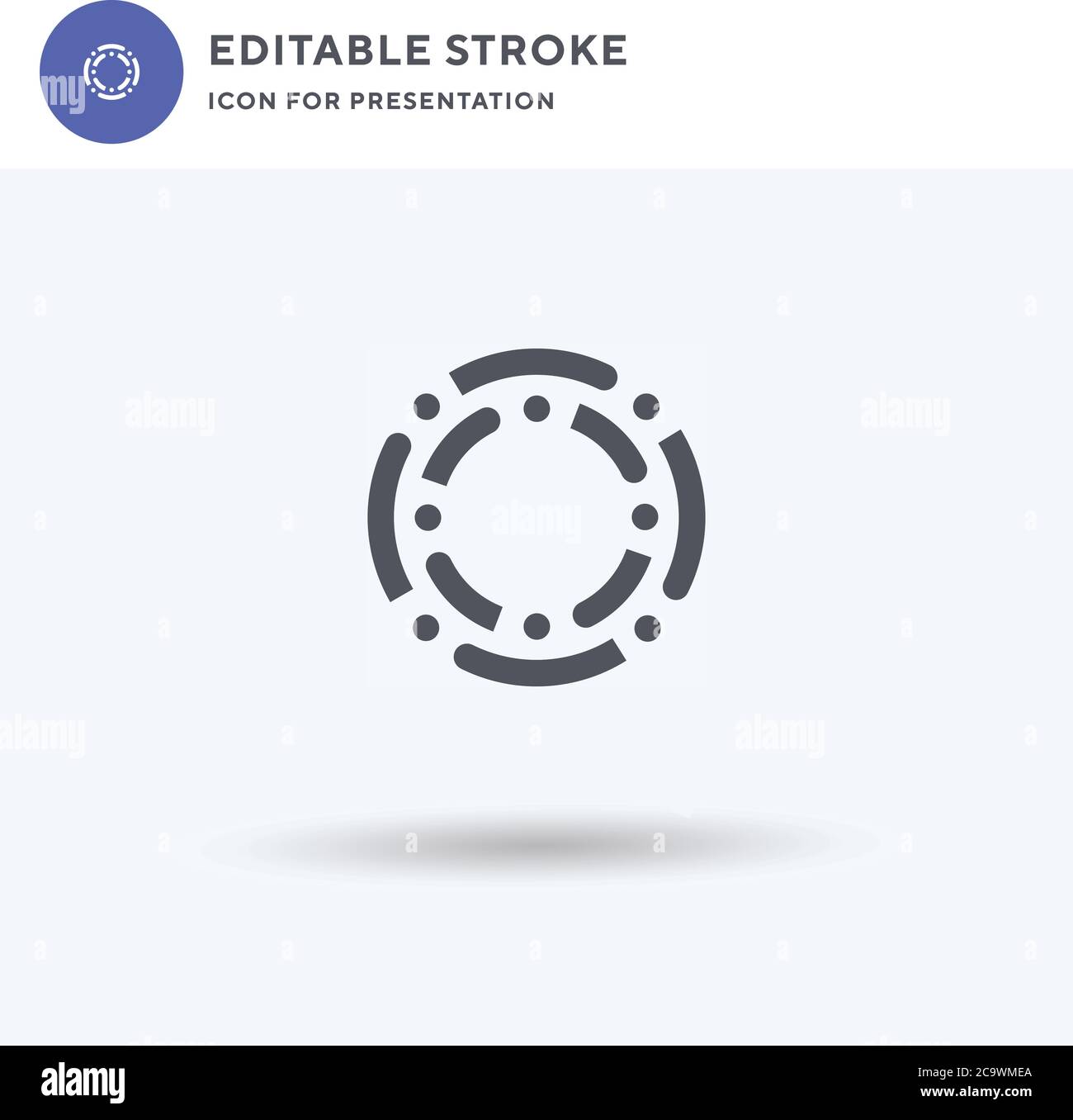 Asteroid Ring icon vector, filled flat sign, solid pictogram isolated on white, logo illustration. Asteroid Ring icon for presentation. Stock Vector