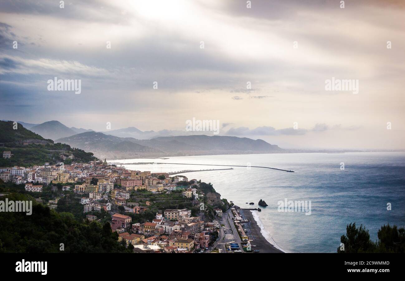 A View over Salerno from above Vietri Sul Mare Stock Photo