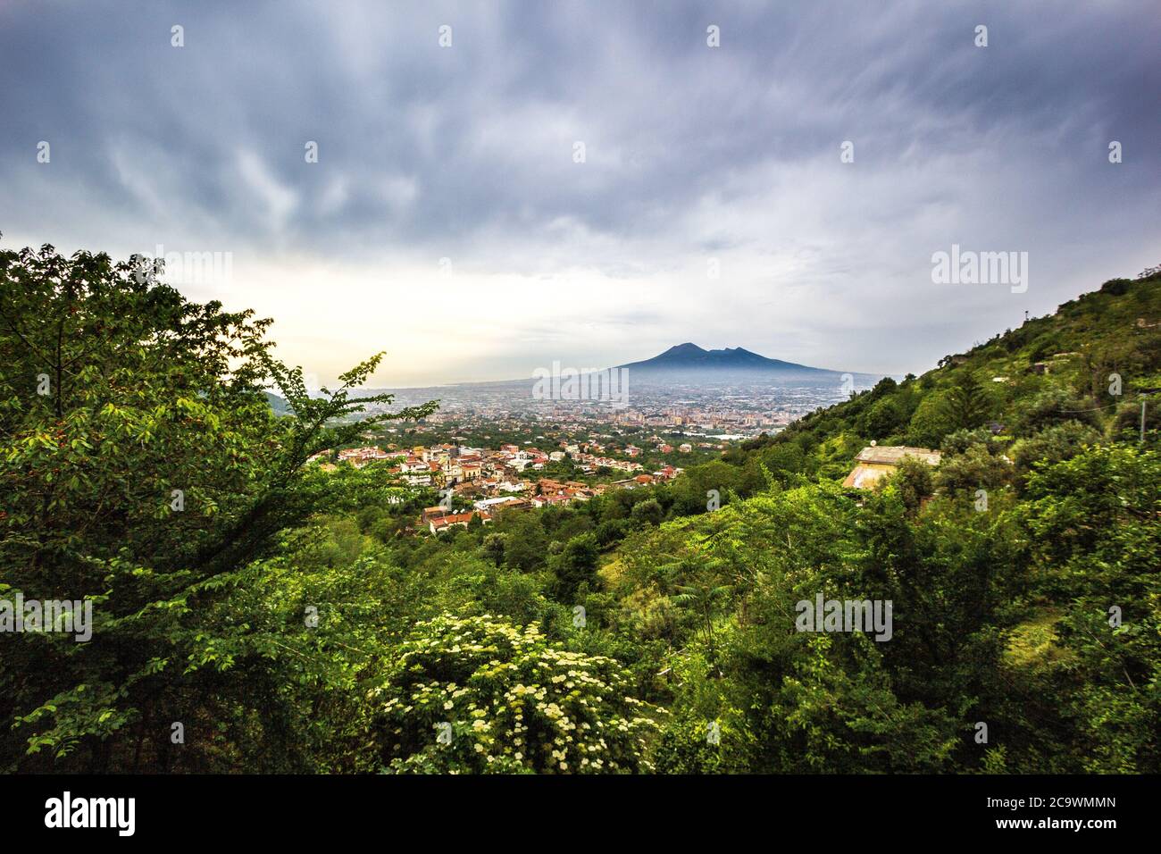 A view over Naples looking towards mount Vesuvius Stock Photo