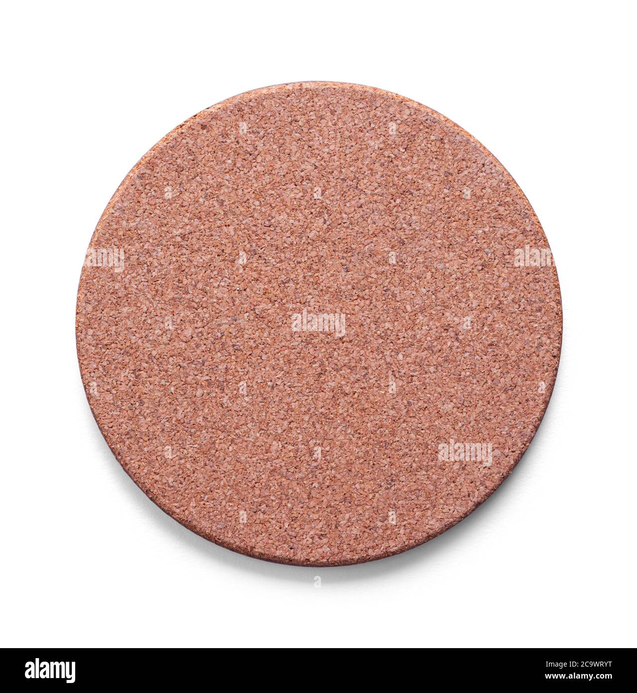 Round Cork Cup Coaster Isolated on White. Stock Photo