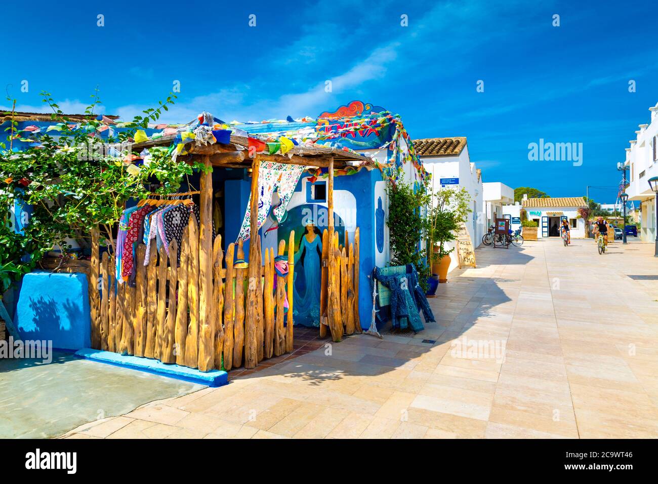 Hippie clothing boutique in Sant Francesc Xavier, Formentera, Balearic Islands, Spain Stock Photo