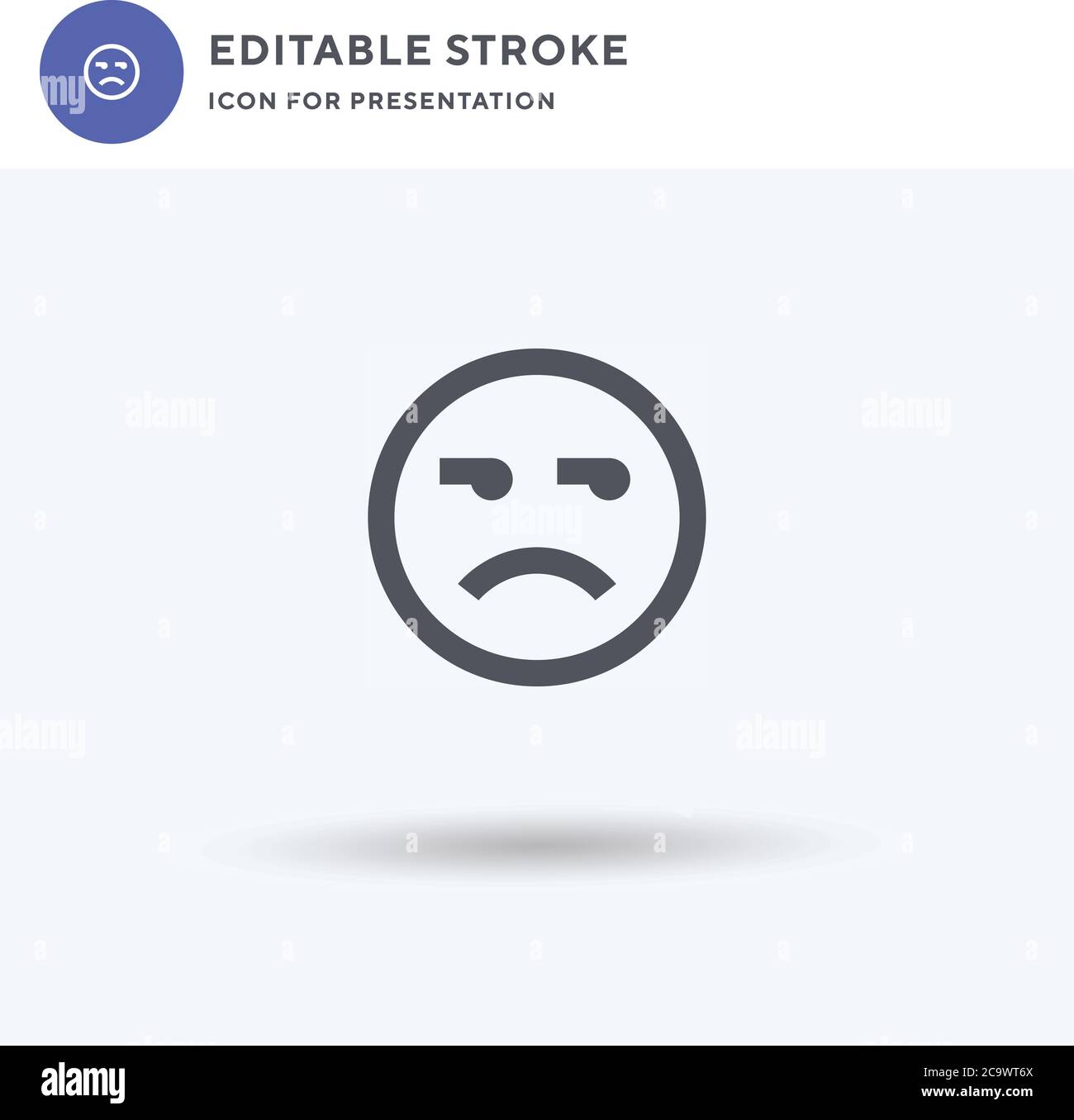 Unhappy icon vector, filled flat sign, solid pictogram isolated on ...
