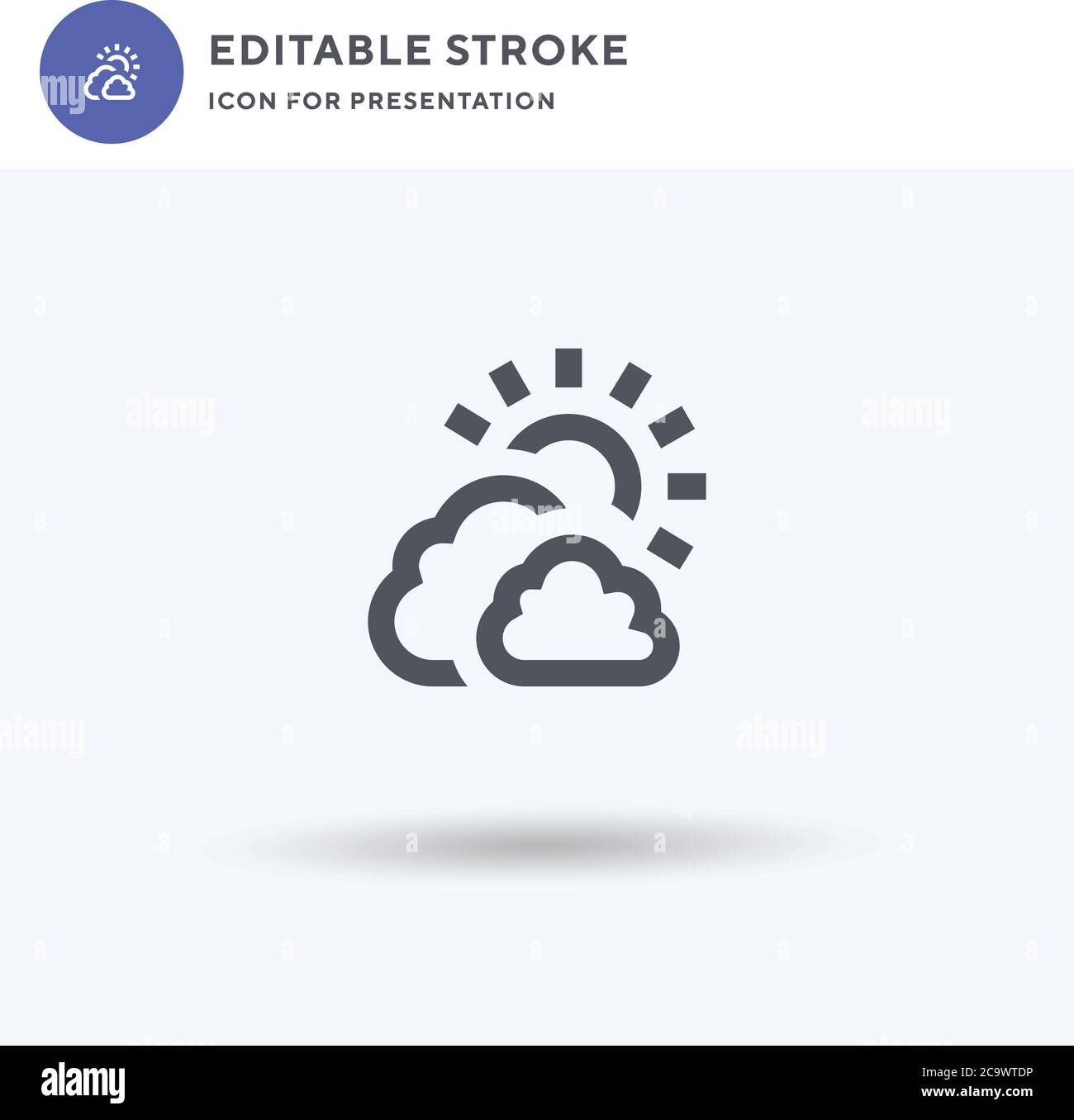 Cloudy icon vector, filled flat sign, solid pictogram isolated on white ...