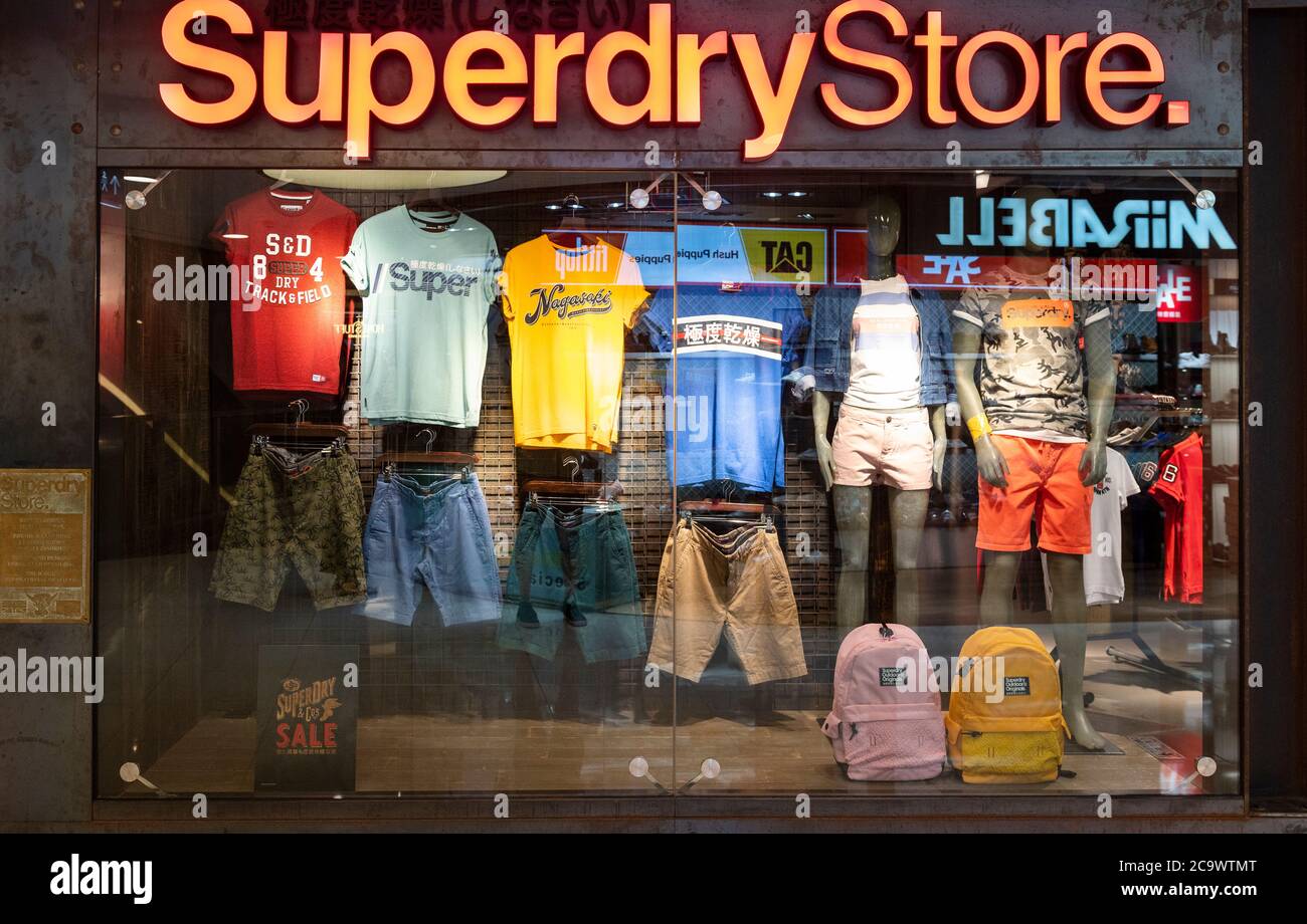 British clothing brand, Superdry store and logo seen in Hong Kong