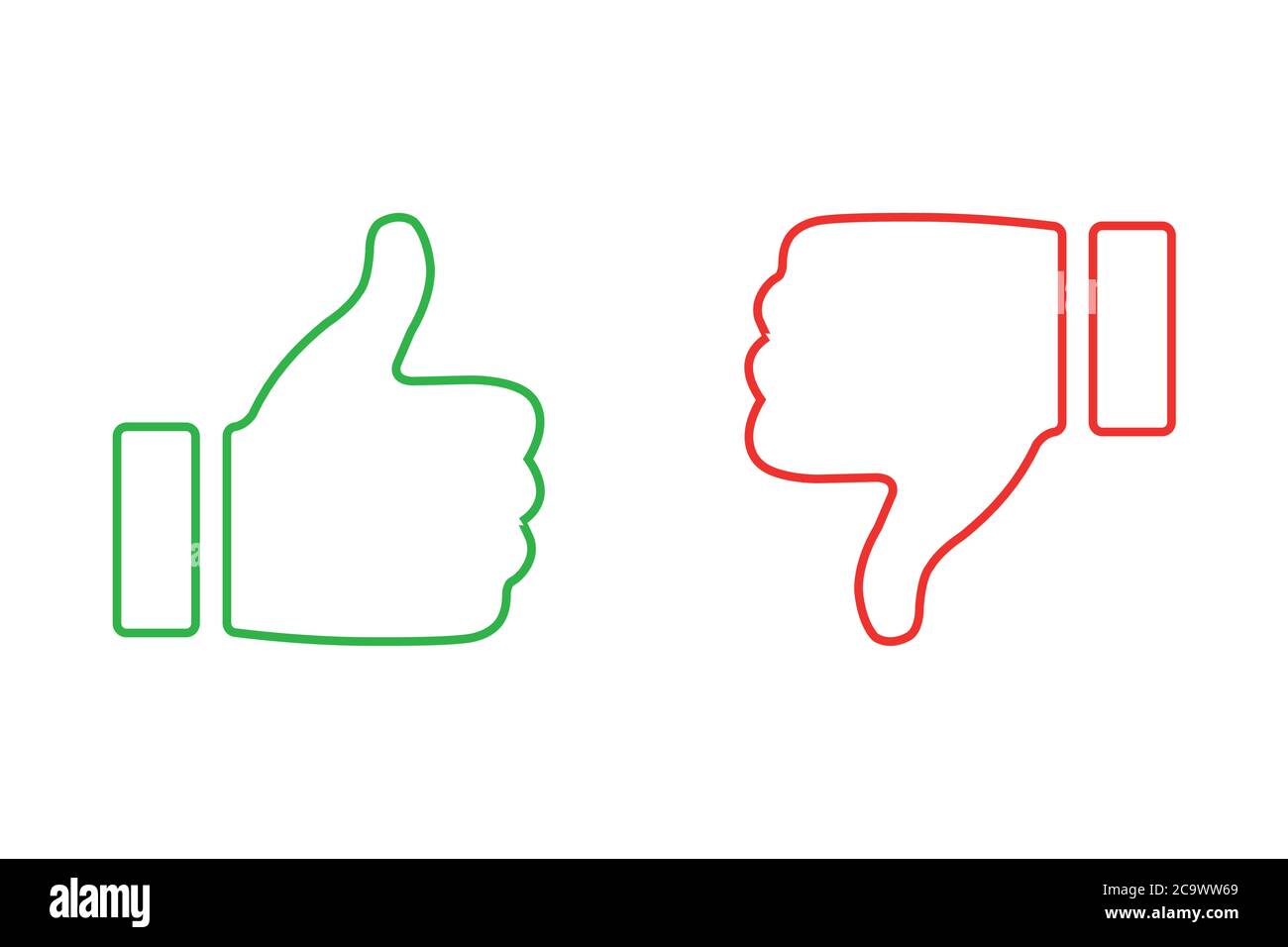 Like and dislike icons set. Thumbs up and thumbs down. Vector illustration. Stock Vector