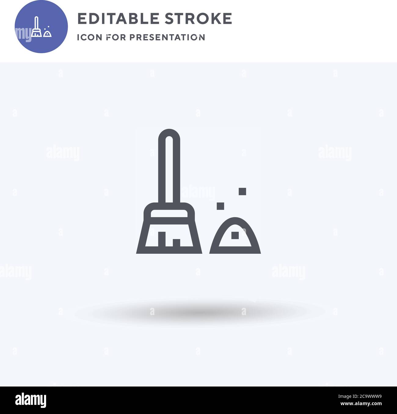 Broom icon vector, filled flat sign, solid pictogram isolated on white ...