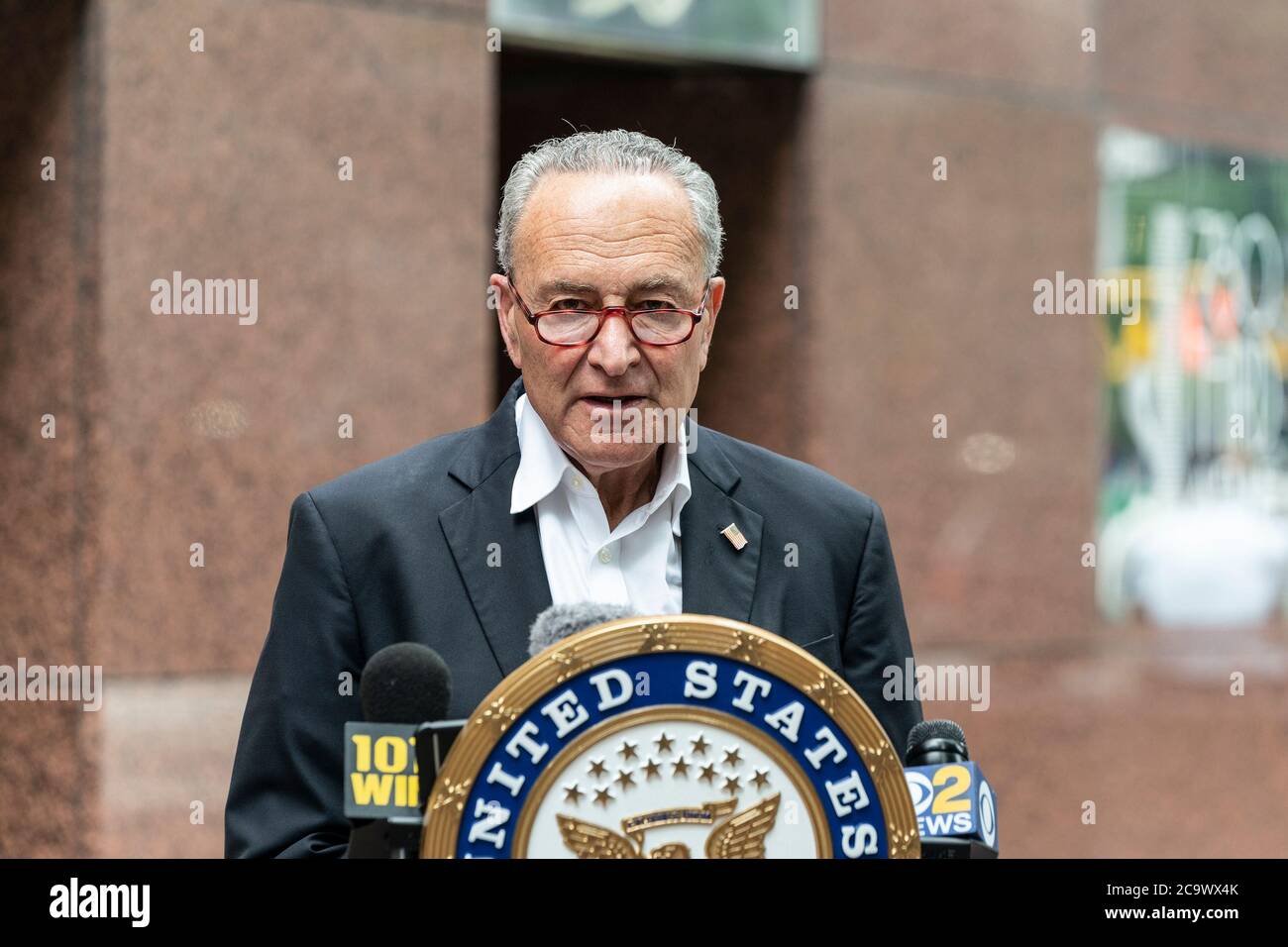 U.S. Senator Chuck Schumer updates media on negotiations on COVID-19