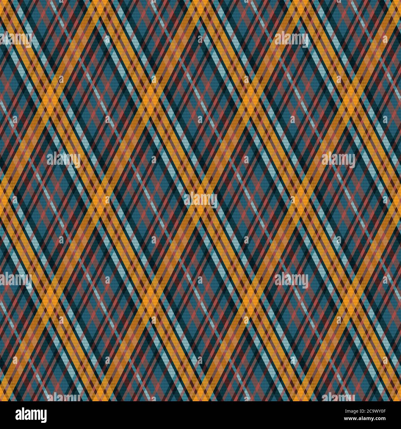 Seamless rhombic vector pattern as a tartan plaid in muted blue and