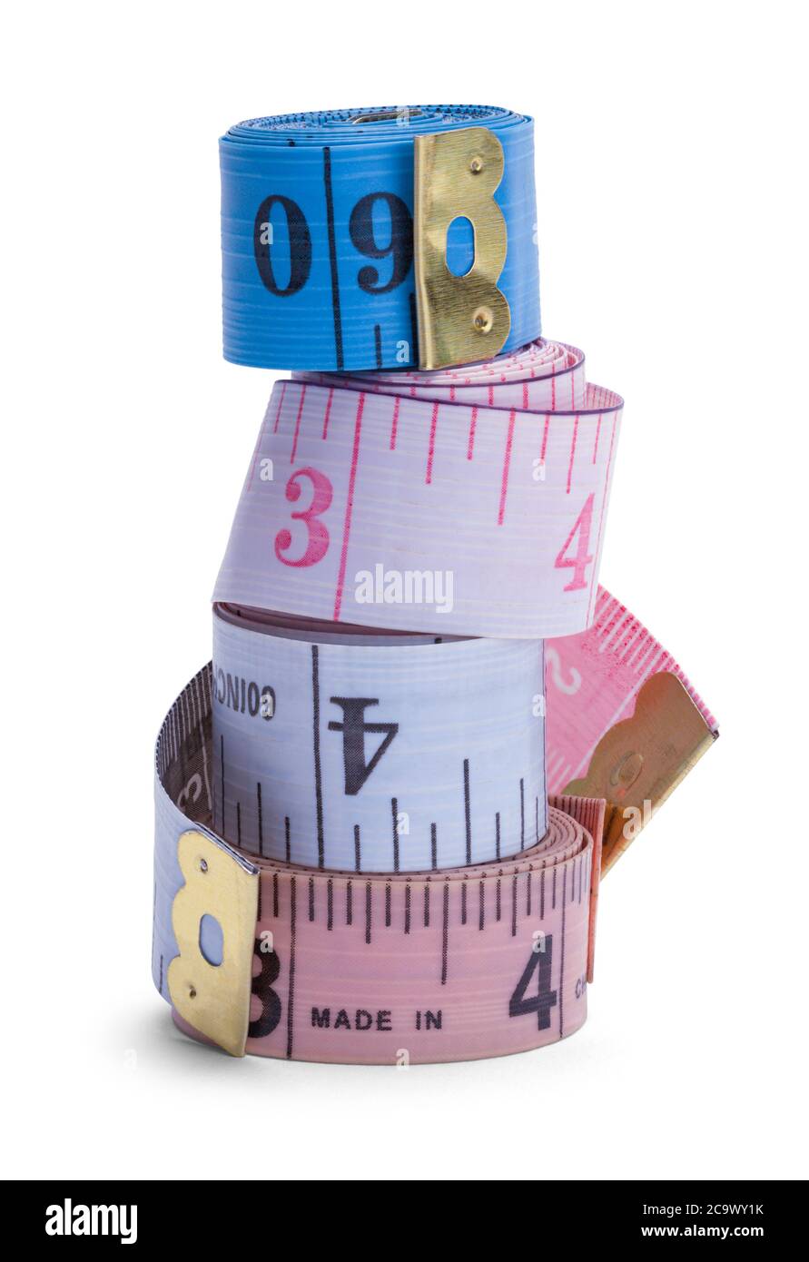 https://c8.alamy.com/comp/2C9WY1K/sewing-measuring-tapes-stacked-up-isolated-on-white-2C9WY1K.jpg