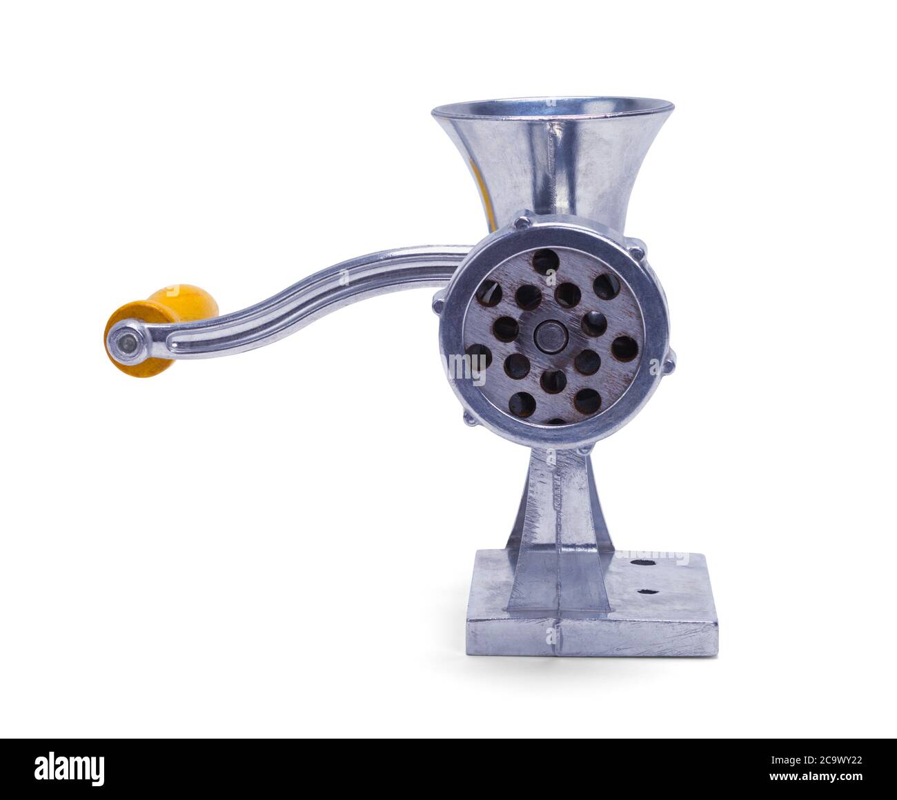 https://c8.alamy.com/comp/2C9WY22/metal-meat-grinder-with-wood-handle-front-view-isolated-on-white-2C9WY22.jpg