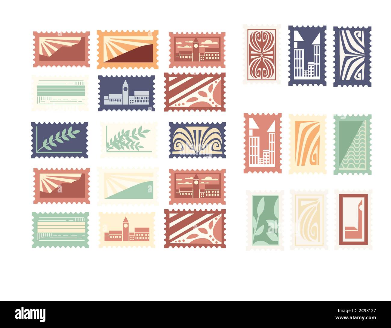 White vintage post stamps collection on blackboard. Vector illustration  flat Stock Vector Image & Art - Alamy
