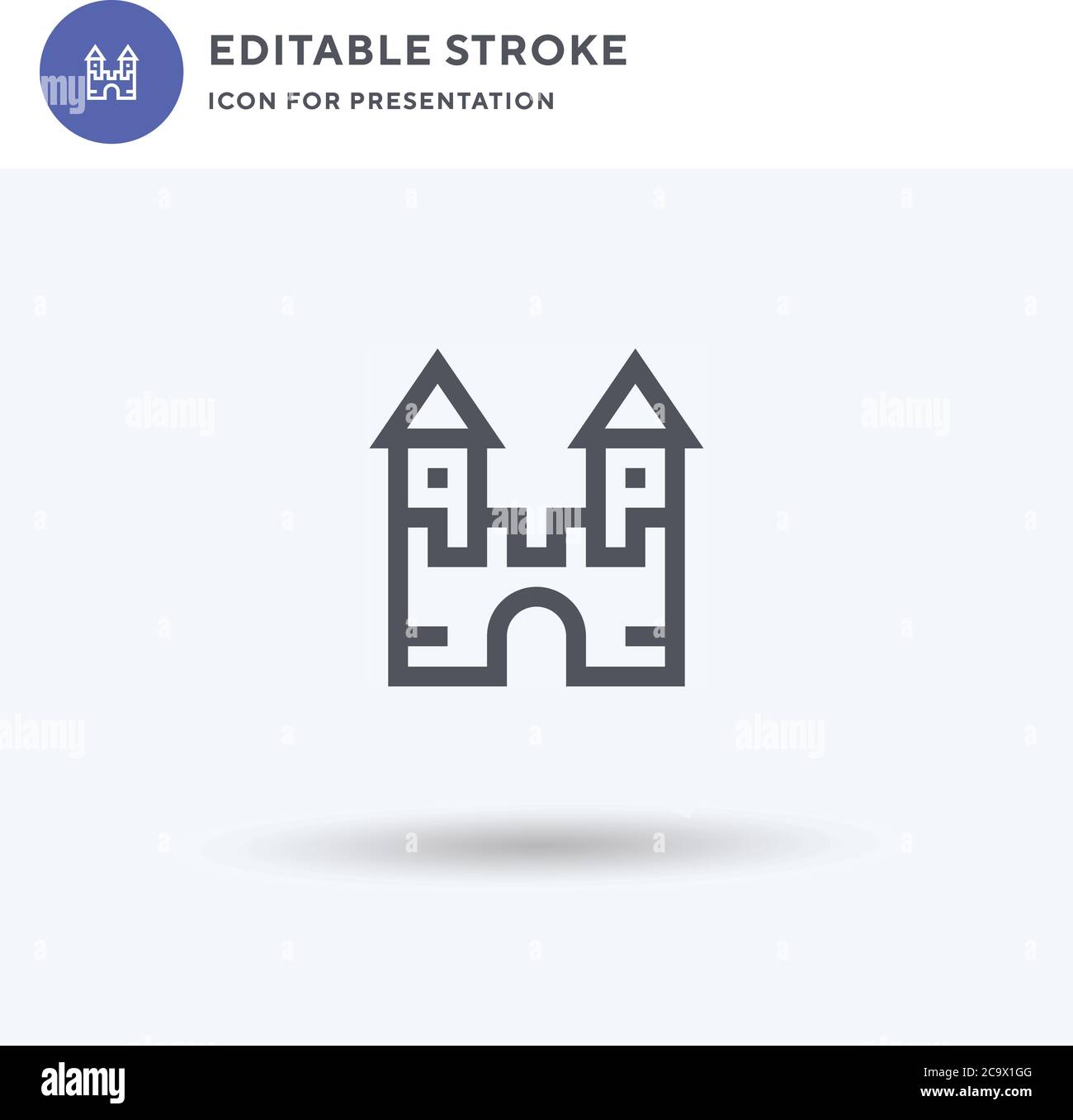 Castle icon vector, filled flat sign, solid pictogram isolated on white ...