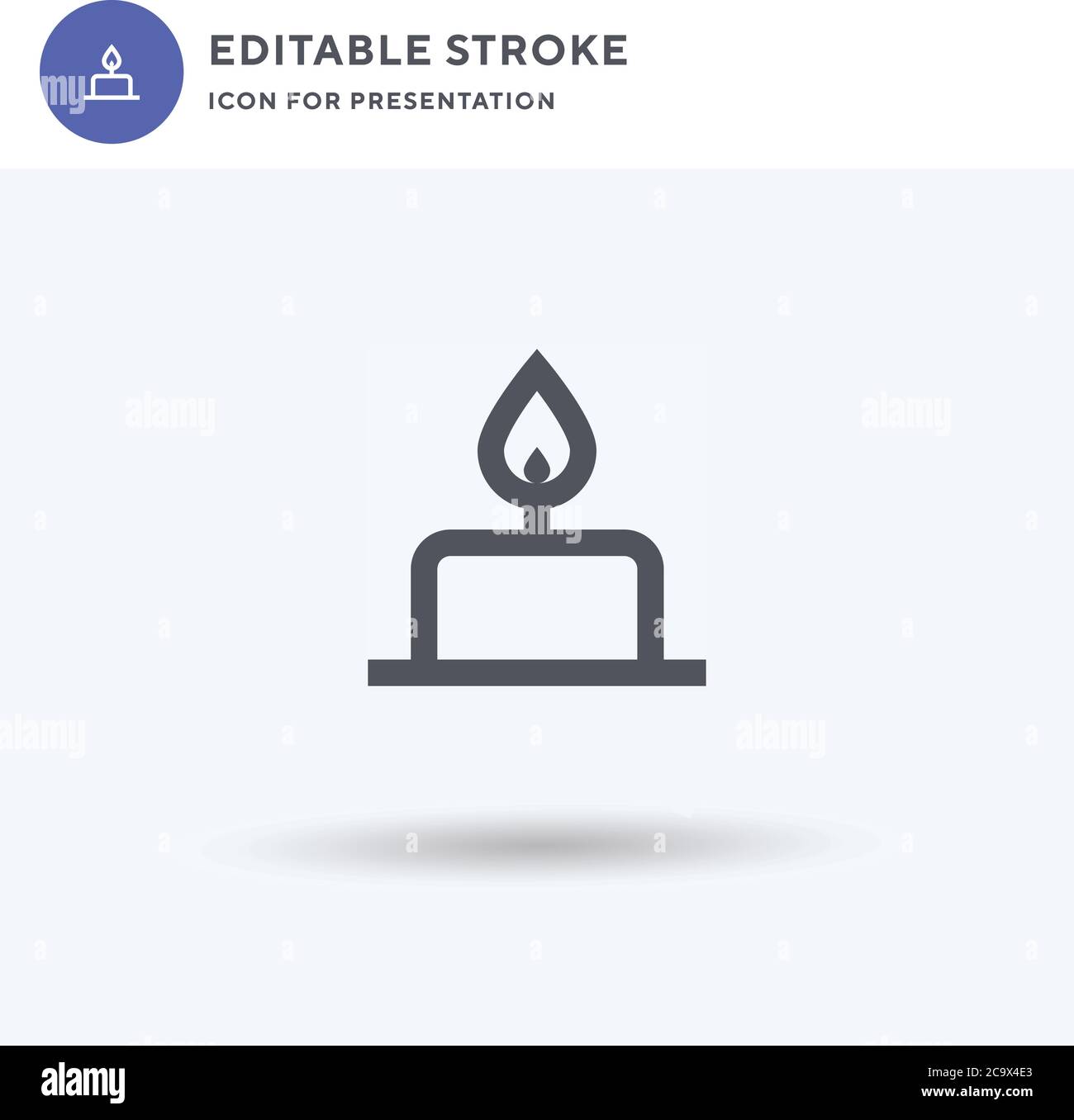 Candle Icon Vector, Filled Flat Sign, Solid Pictogram Isolated On White 