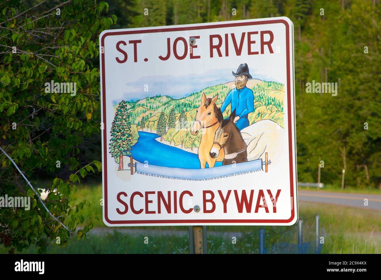 St. Joe River Scenic Byway sign, St Joe National Forest, Idaho Stock ...