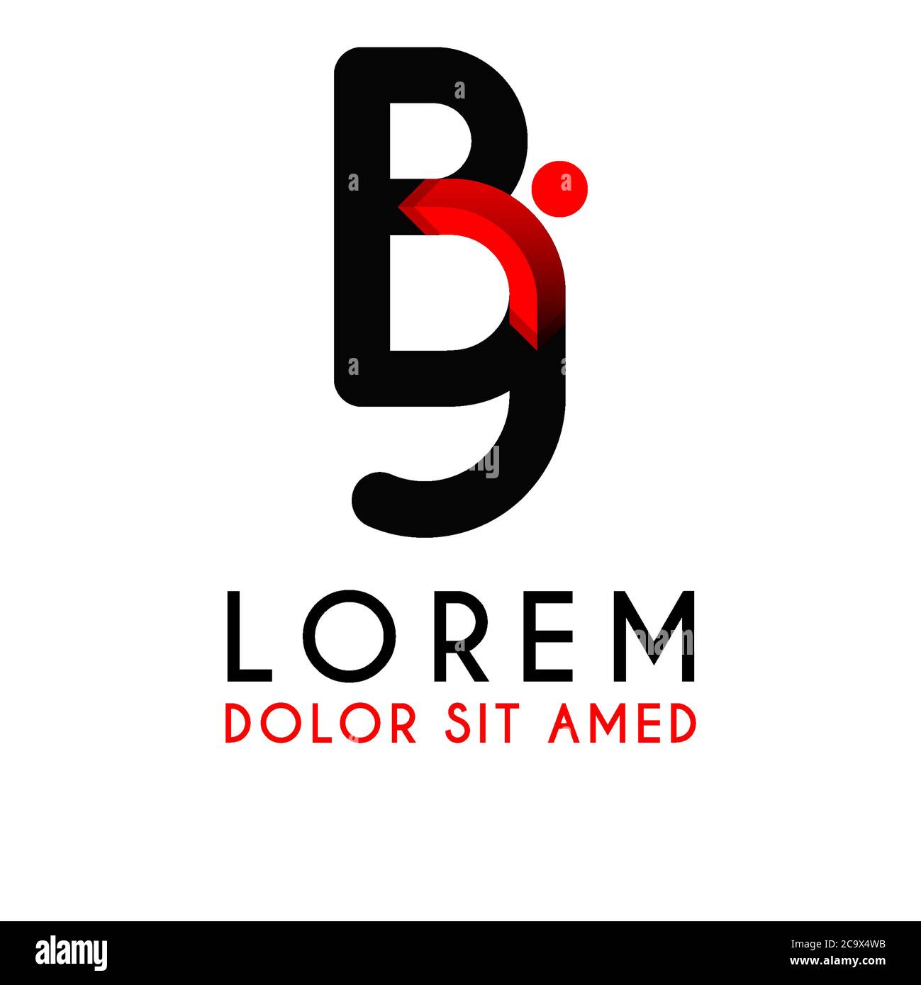 BJ Letter black logo with gradient arrow Stock Vector