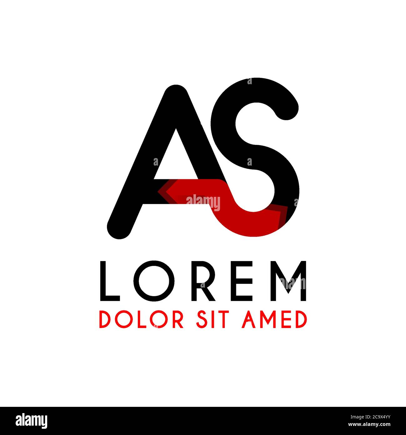 AS Letter black logo with gradient arrow Stock Vector