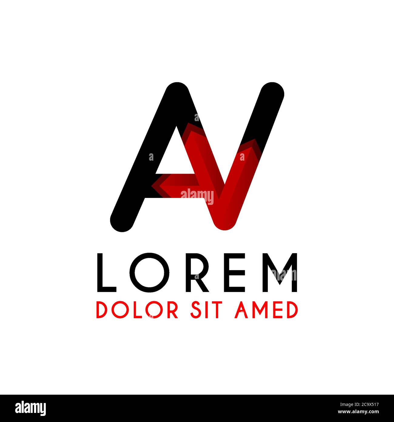 AV Letter black logo with gradient arrow Stock Vector