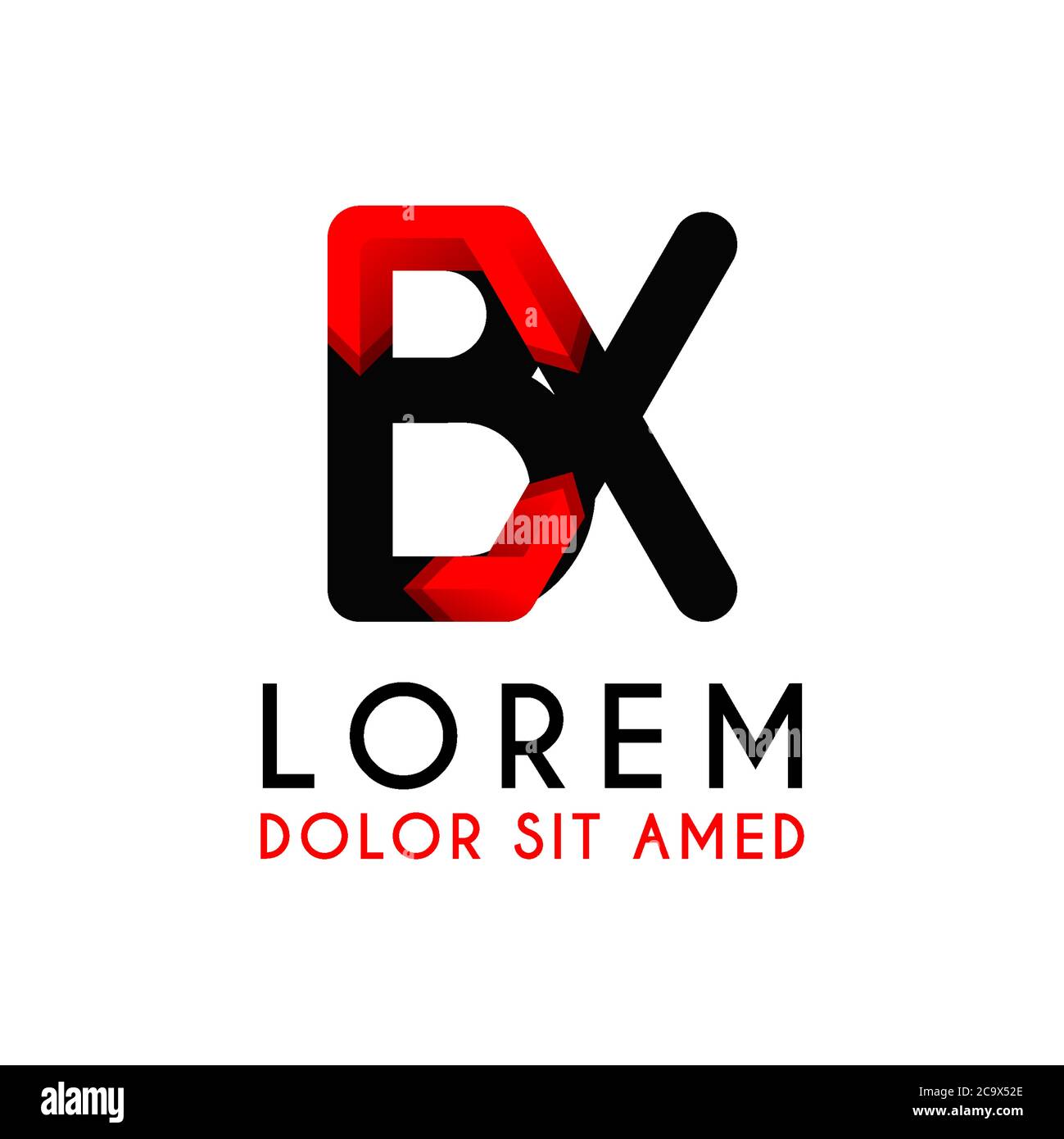 BX Letter black logo with gradient arrow Stock Vector