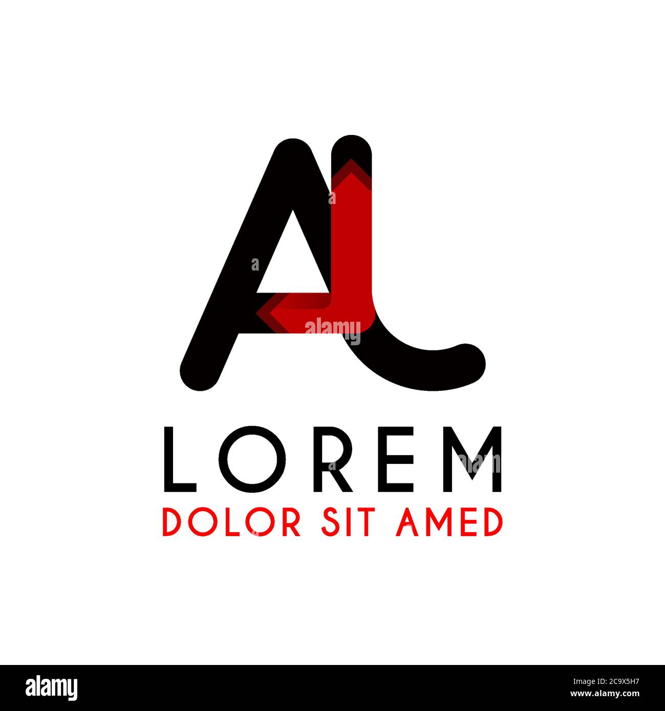 AJ Letter black logo with gradient arrow Stock Vector
