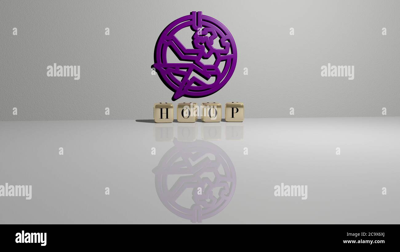 3D representation of hoop with icon on the wall and text arranged by ...