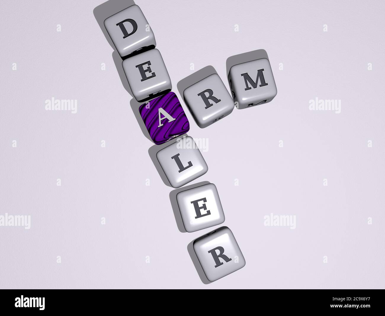 ARM DEALER combined by dice letters and color crossing for the related