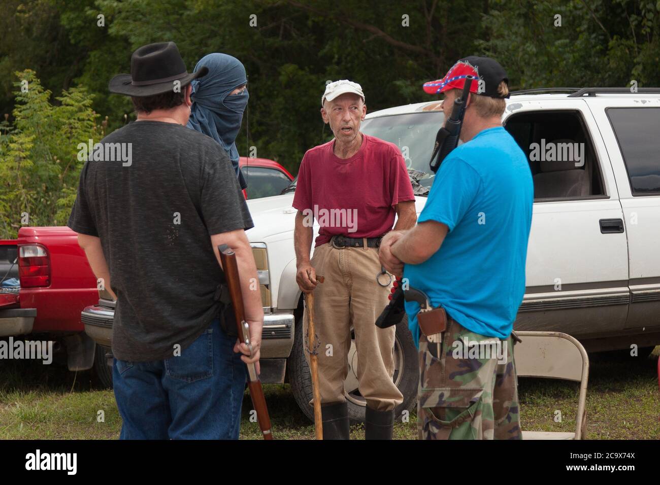 Zinc, Arkansas, USA. 2nd Aug, 2020. Aug. 2, 2020 Members of League of