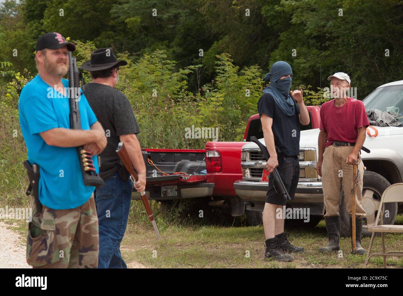 Zinc, Arkansas, USA. 2nd Aug, 2020. Aug. 2, 2020 Members of League of