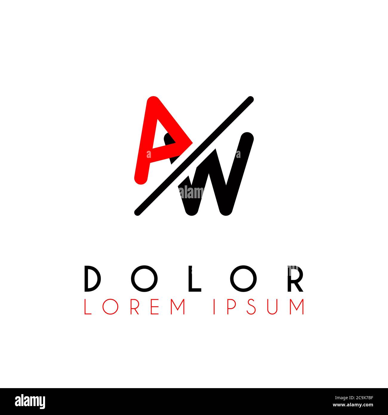 Logo A slash W with black red Stock Vector