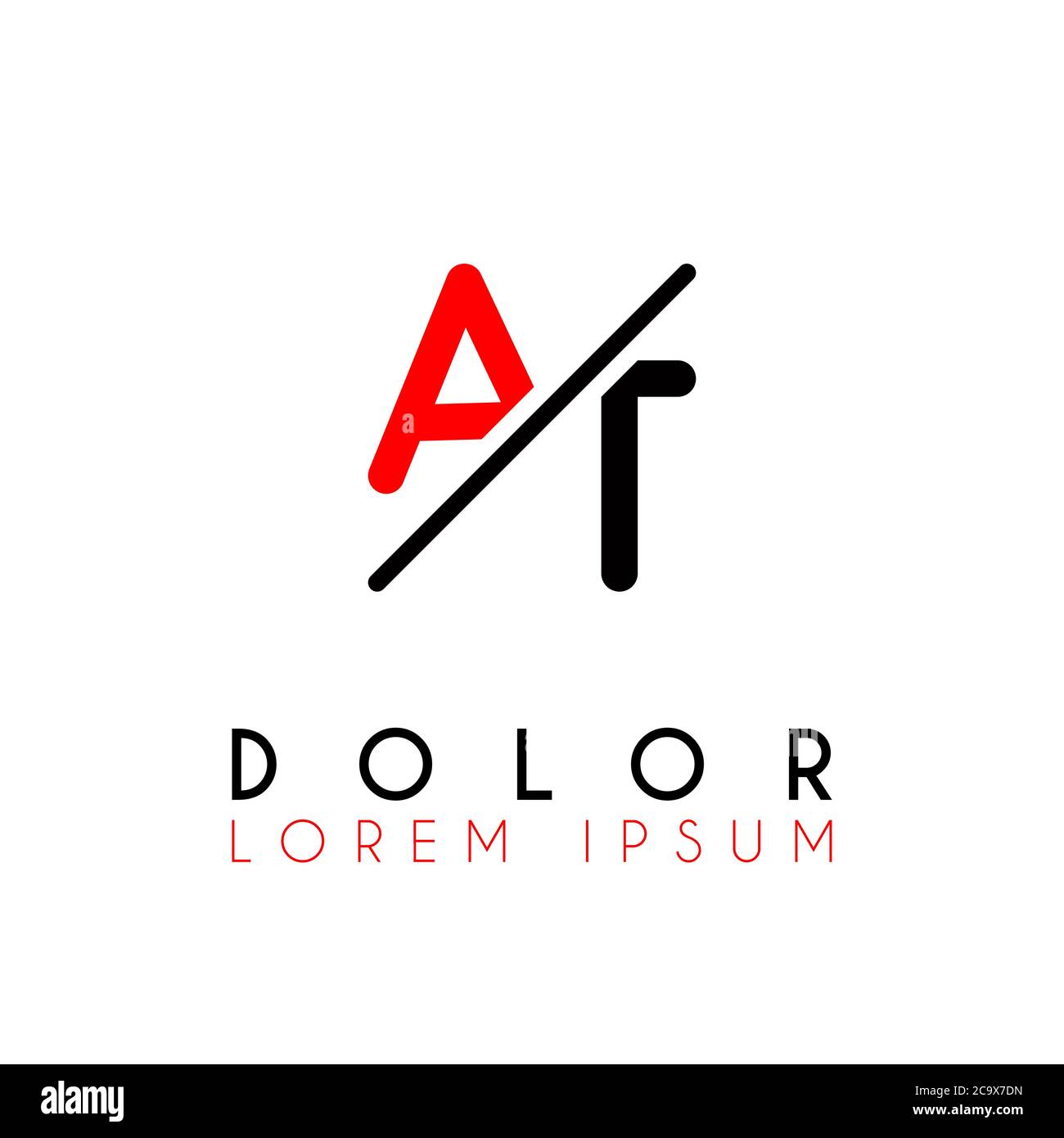 Logo A slash T with black red Stock Vector