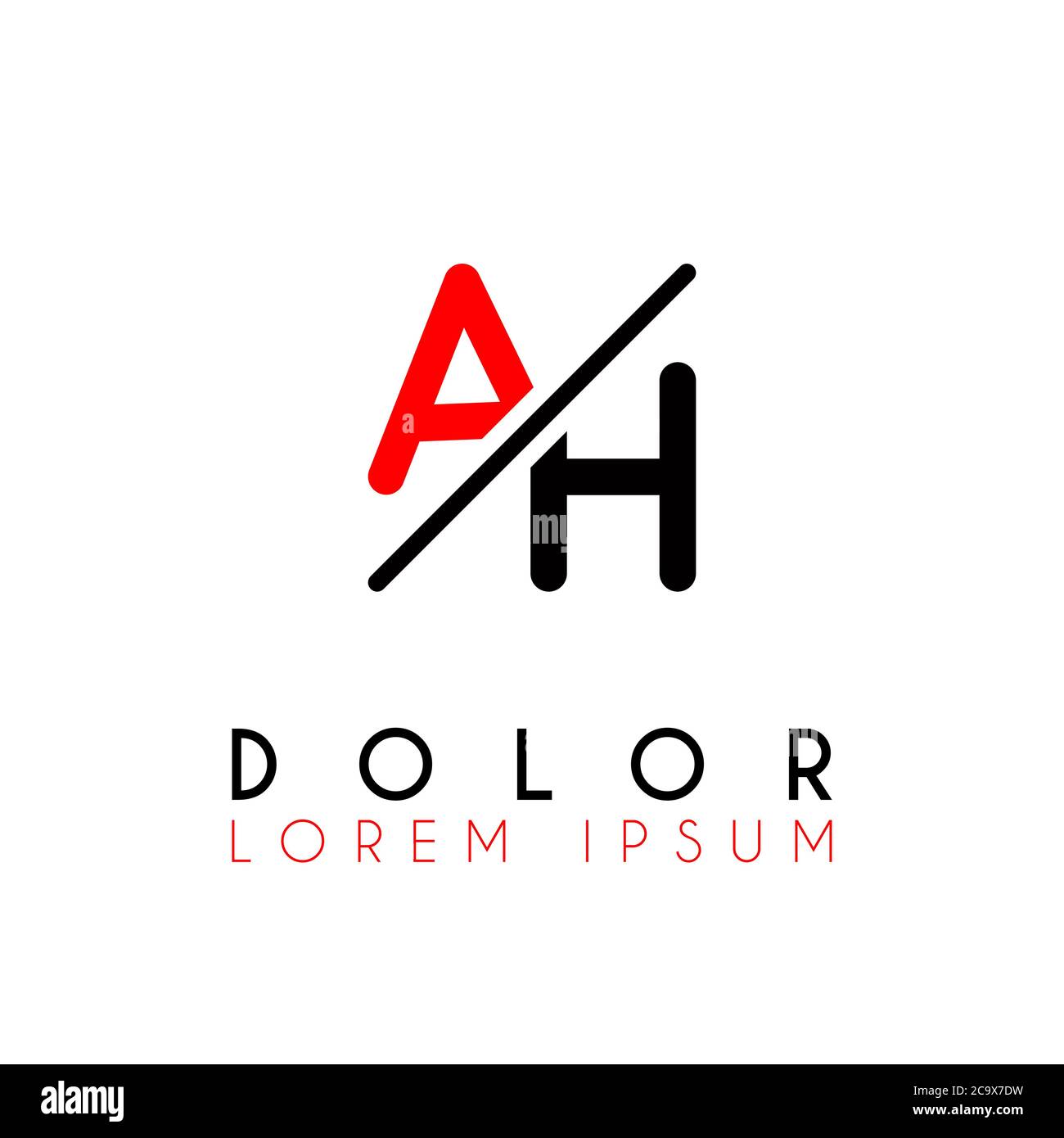 Logo A slash H with black red Stock Vector