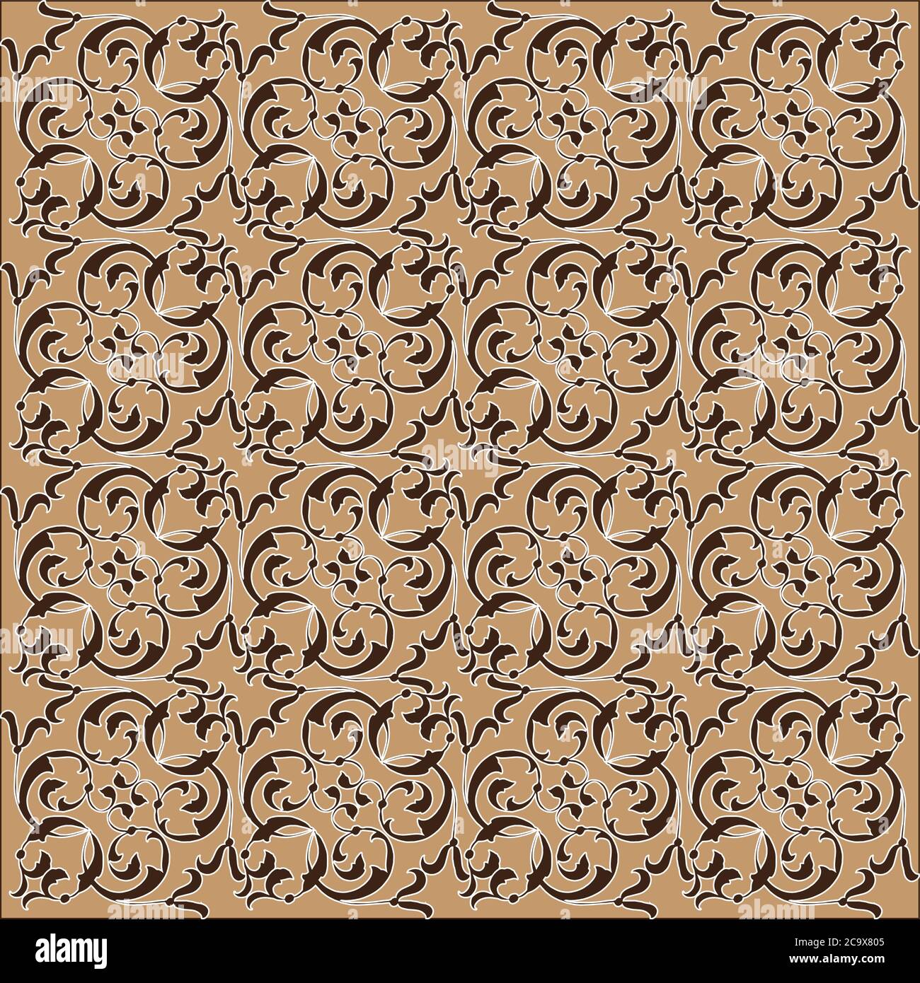 Jogja batik with modern motif and soft mocca color. Stock Vector