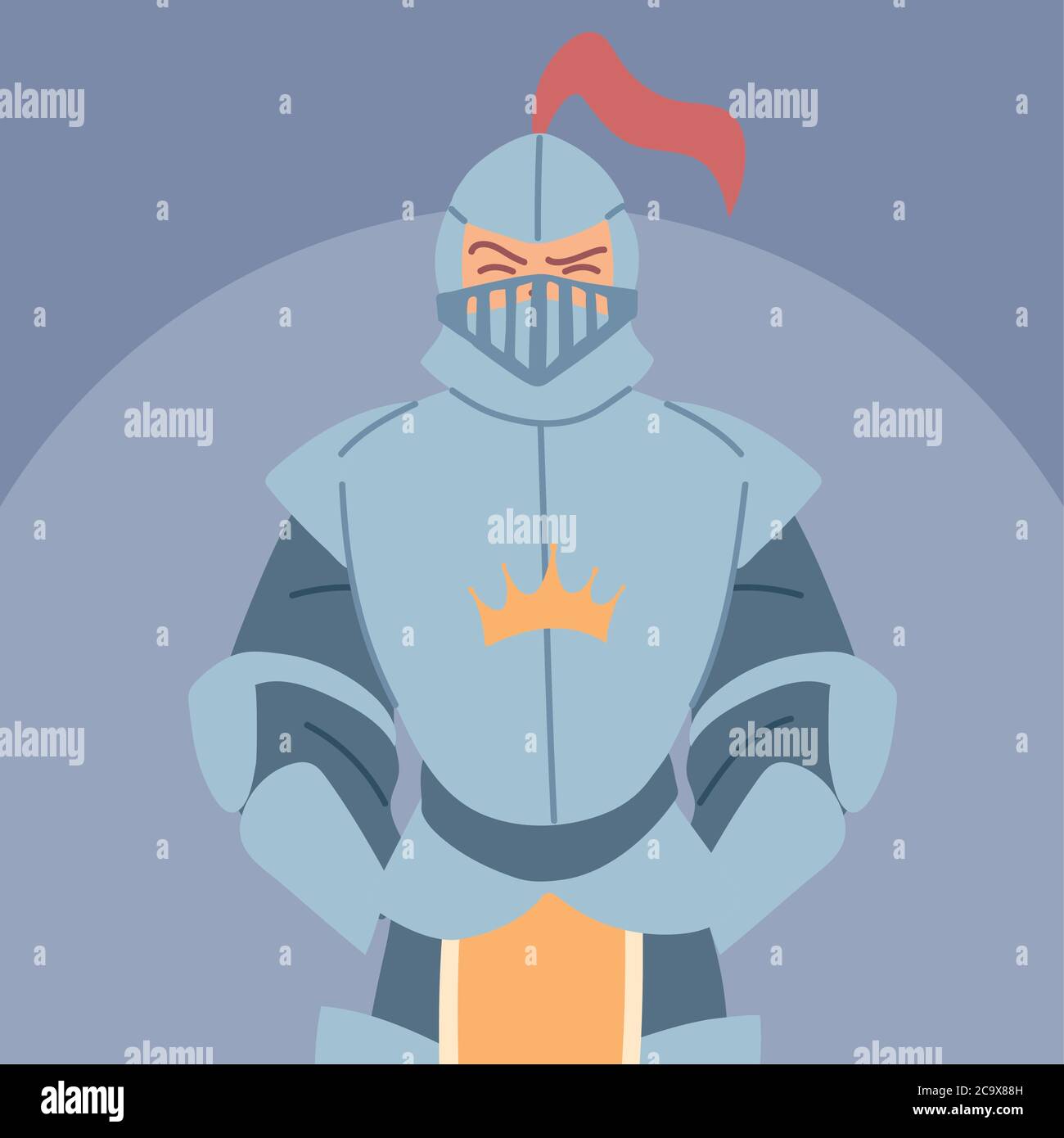 medieval knight in armor, knight costume vector illustration design Stock Vector