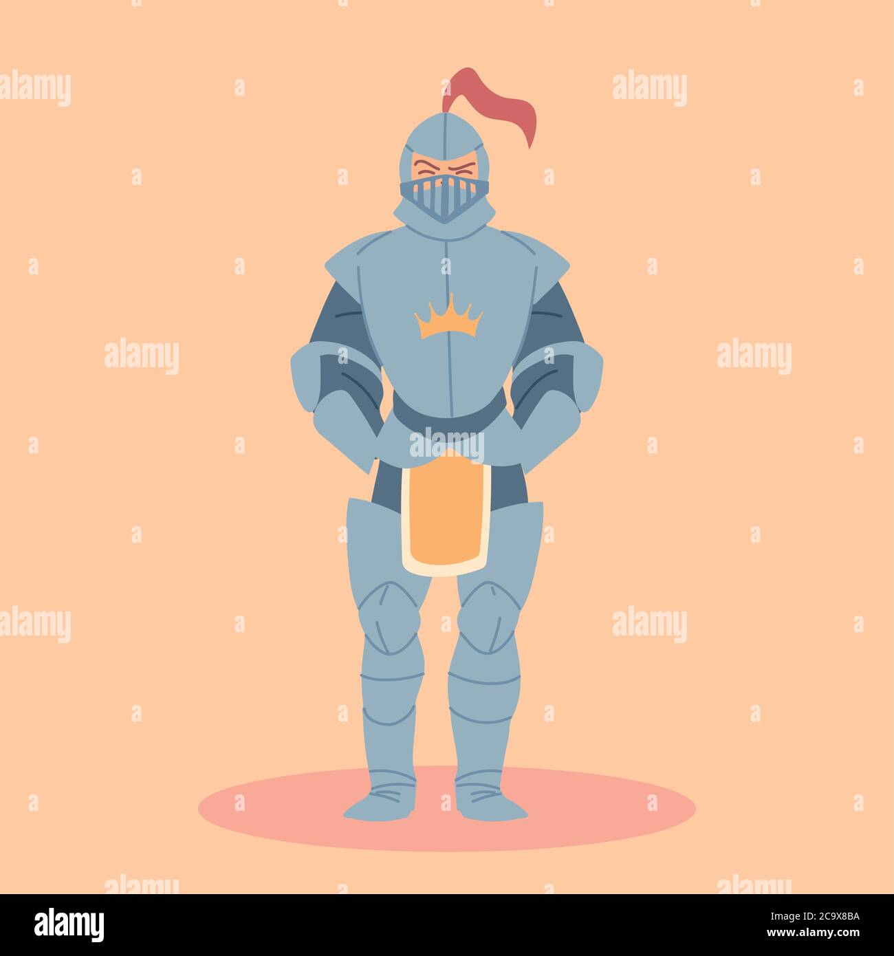 medieval knight in armor, knight costume vector illustration design Stock Vector