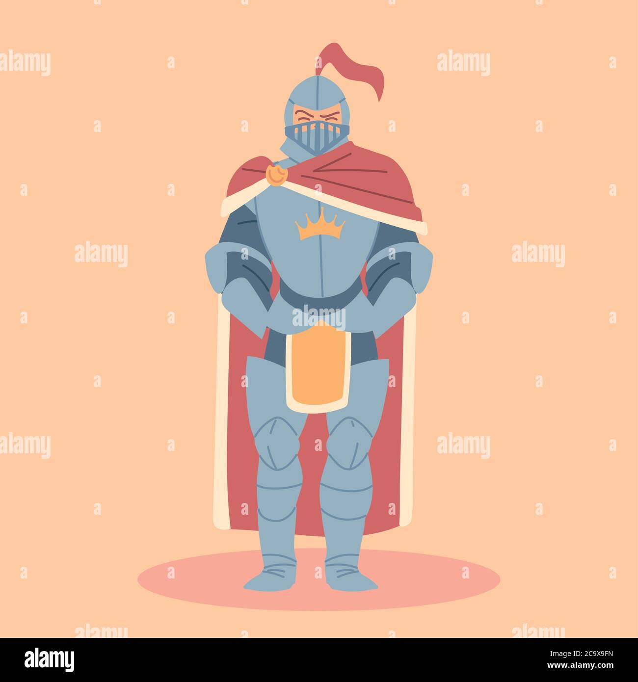 medieval knight in armor, knight costume vector illustration design Stock Vector