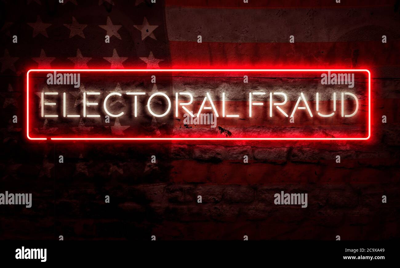 Political Graphic Art Electoral Fraud Neon Sign Concept Stock Photo