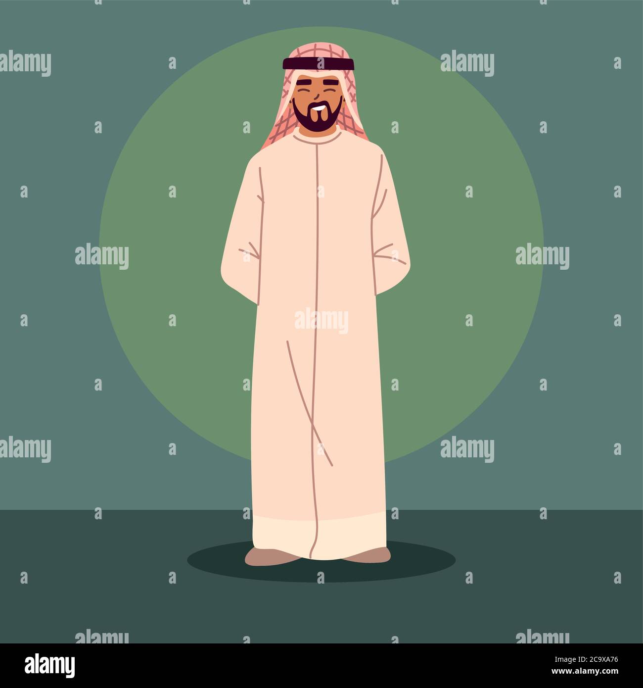 saudi arab man wearing thobe vector illustration design Stock Vector
