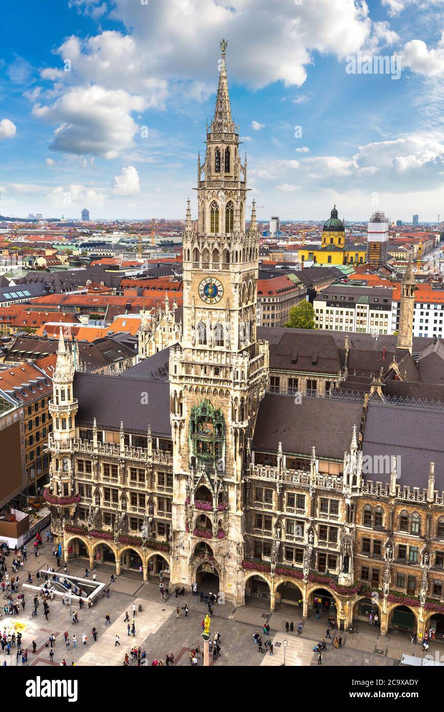 Aerial view on Marienplatz town hall in Munich, Germany Stock Photo - Alamy
