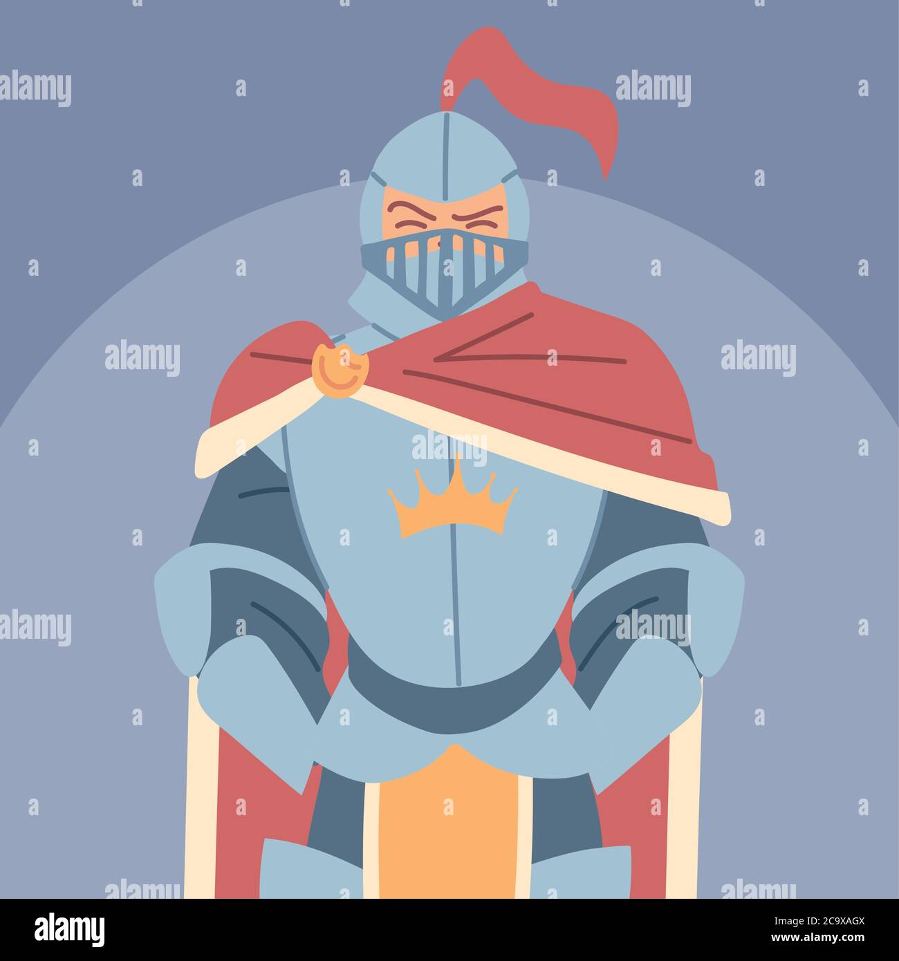 medieval knight in armor, knight costume vector illustration design Stock Vector