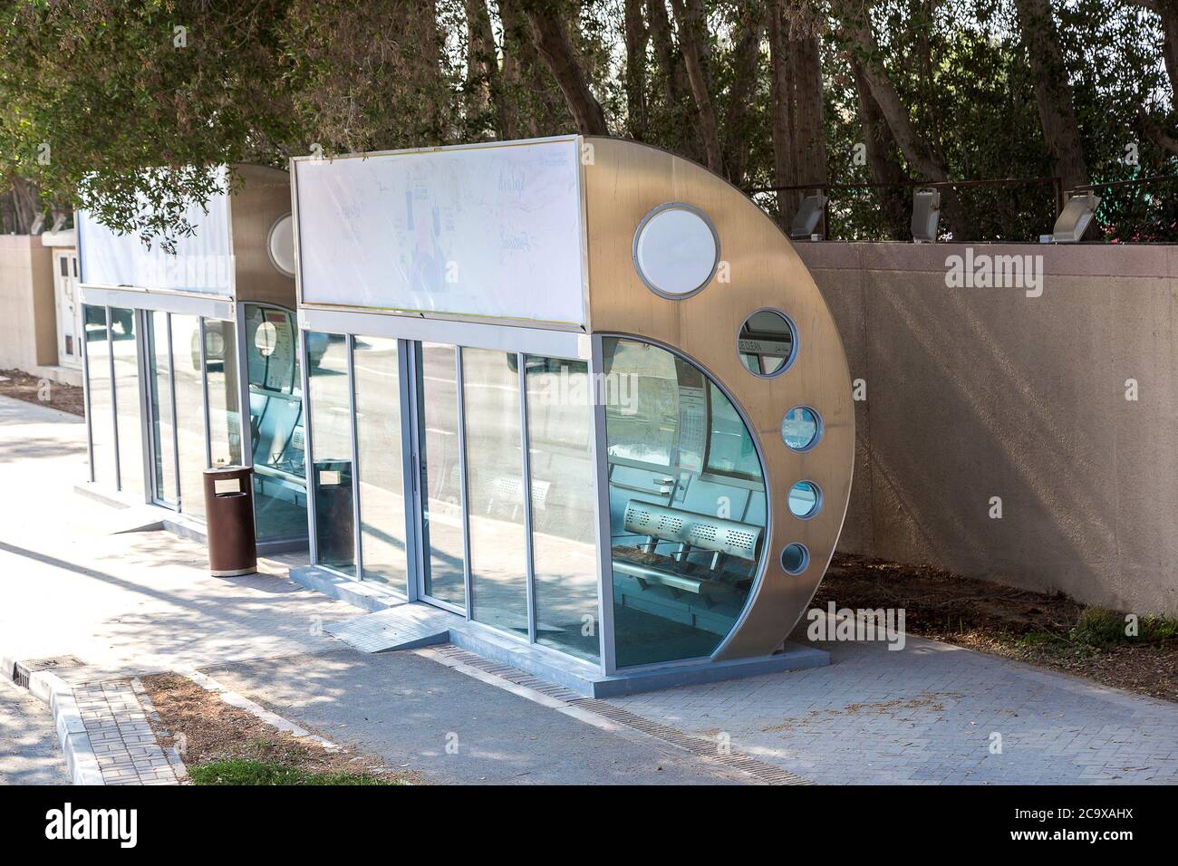Air conditioned bus stop in Dubai in a summer day Stock Photo Alamy