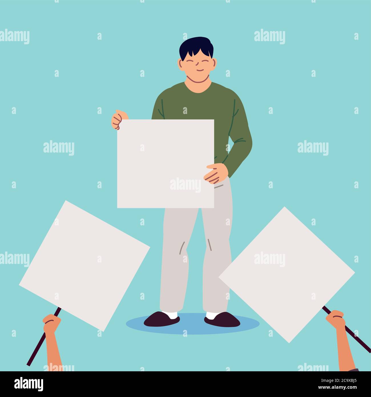 man with a white sign for your text, symbol of protest vector ...