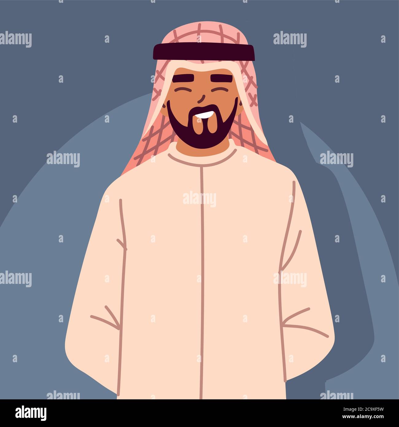 portrait of arab man wearing thobe vector illustration design Stock Vector