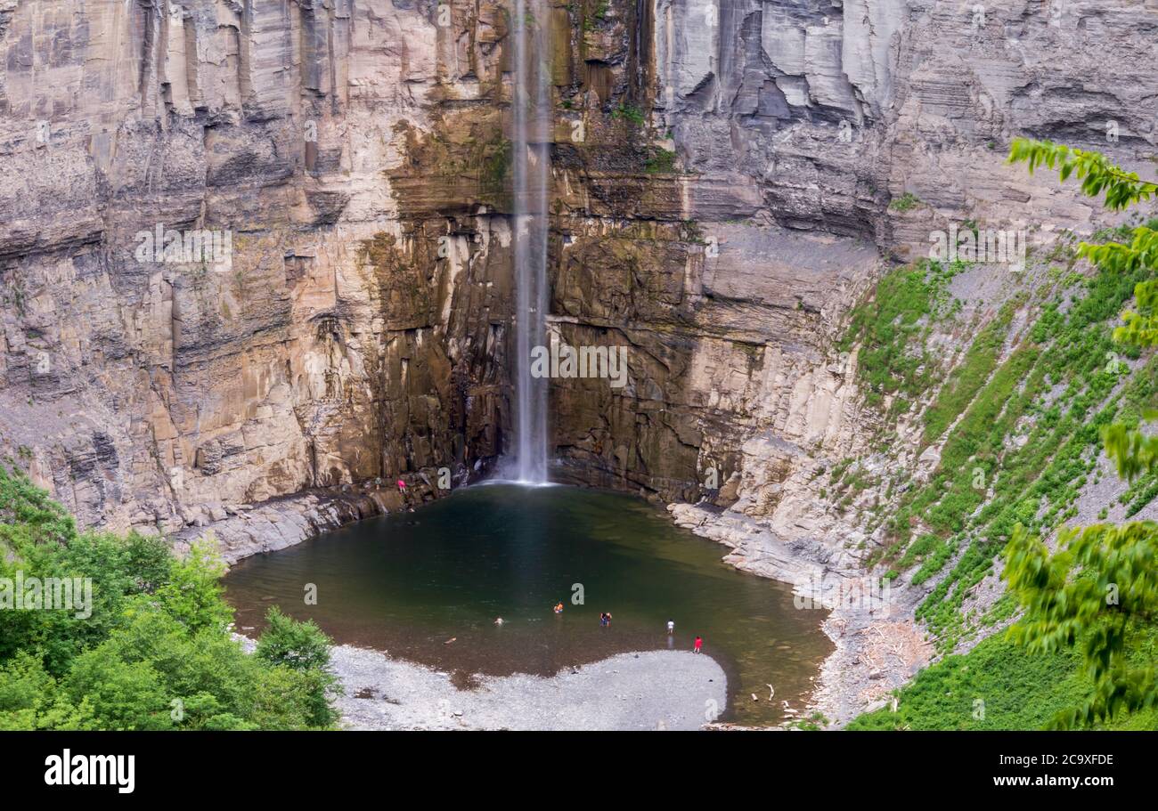Taughannock Falls near Ithaca, New York, and Cayuga Lake Stock Photo