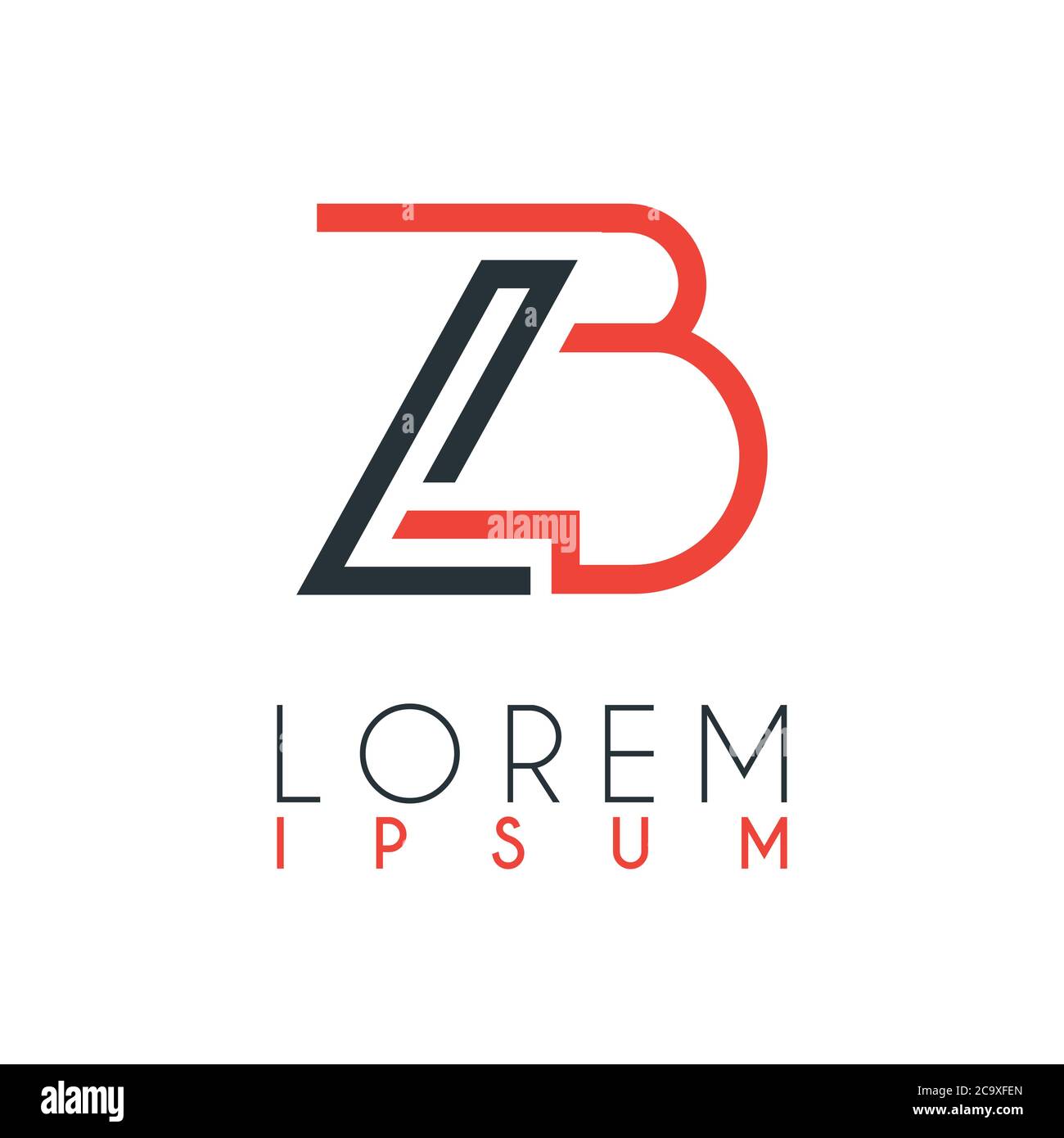 The logo between the letter Z and letter B or ZB with a certain distance and connected by orange and gray color Stock Vector