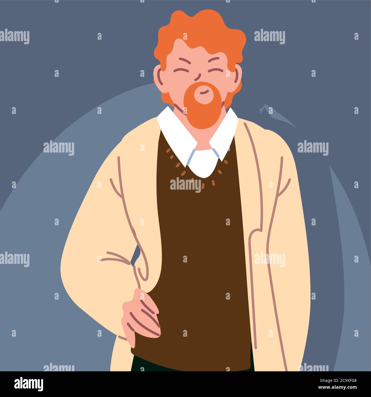 portrait man in casual clothes with beard vector illustration design ...