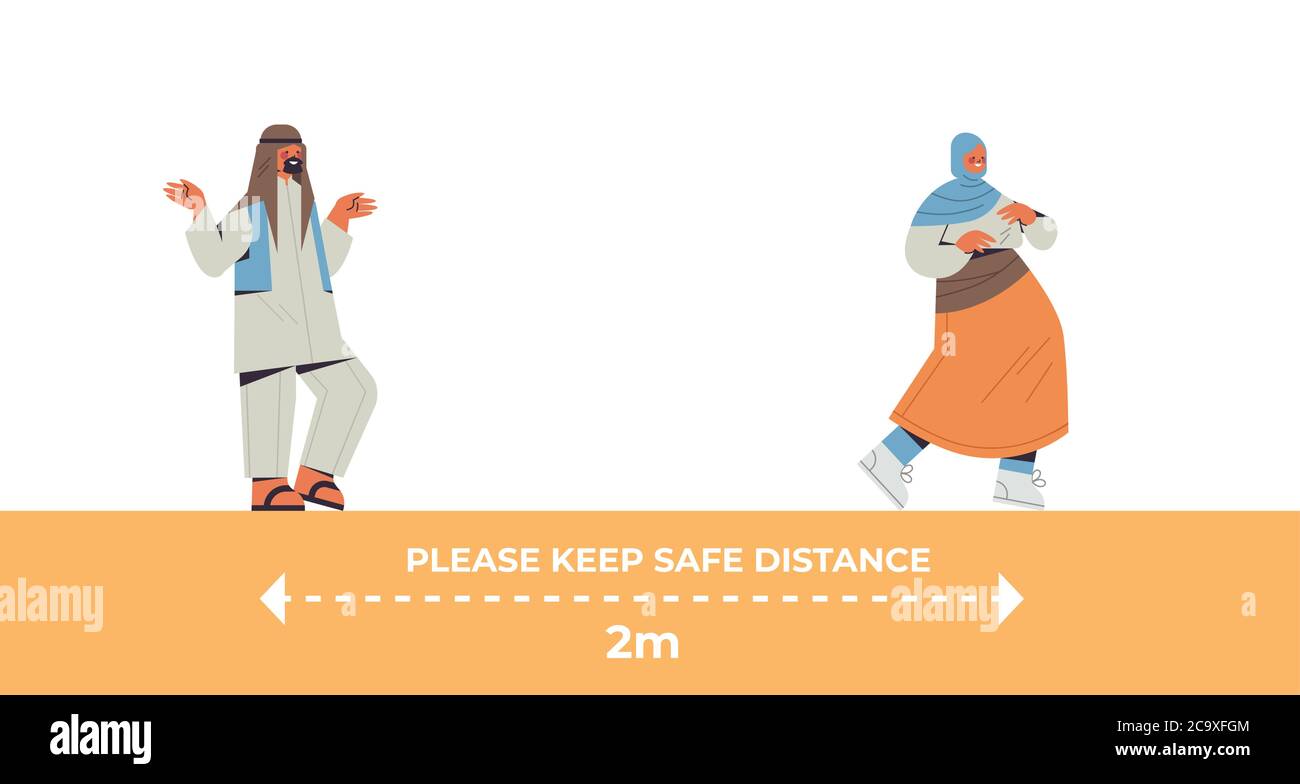 arabic people keeping 2 meters distance to prevent coronavirus pandemic ...