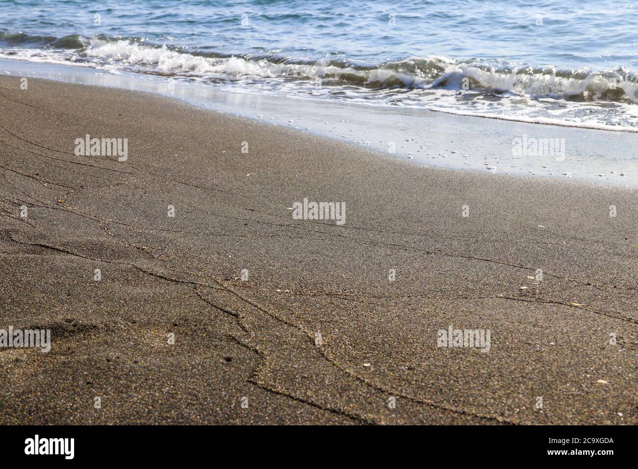 Black magnetic sand beach of Black sea in Ureki, Georgia Stock Photo